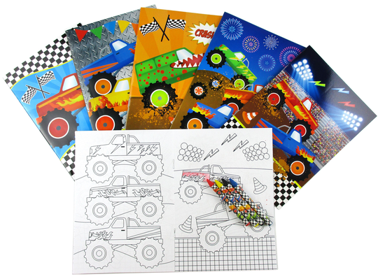 Monster Truck Party Coloring Books With Crayons Favors