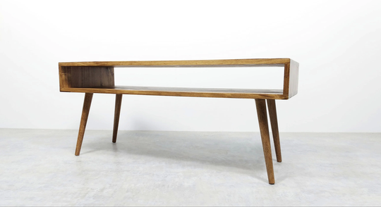 Mid Century Modern Coffee Table, Minimalist Real Wood Table