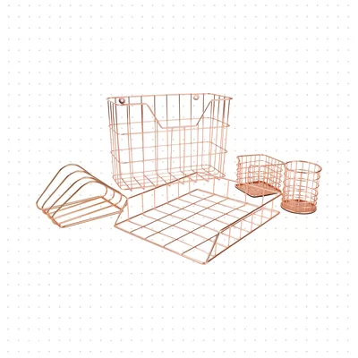 Wire Metal 5 in 1 Desk Organizer Set