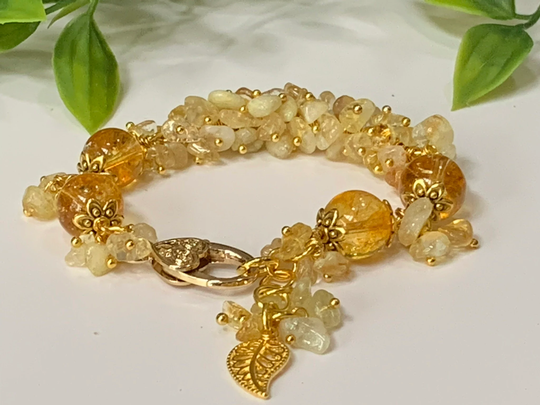 Citrine Bracelet, Delicate Grade Aa+ Milky White Brazilian Stones, Natural Crystal Gemstones