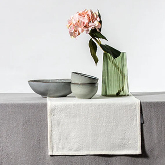 Luxury Stonewashed 100% Linen Table Runner - Available in 3 Sizes Ivory | Off White By Celina Digby