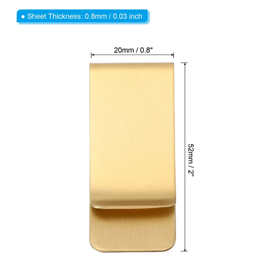 2pcs Pen Holder Clip Stainless Steel Pencil Loop Sleeve for Notebooks, Brass - Gold - 52x20mm