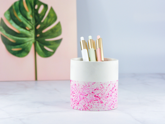 Pink Pen Holder, Desk Storage, Office Organizer, Decor, Gift For Her