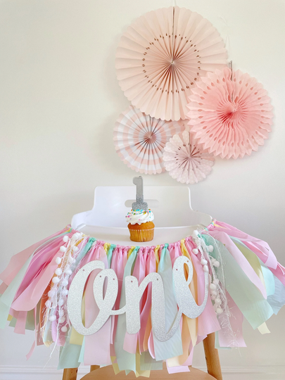First Birthday High Chair Banner, Birthday, 1st Ice Cream First, Pastel Sweetone