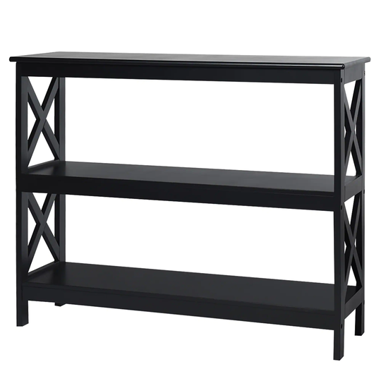 Console Table Bookshelf Sofa Side Accent Table with 3 Tier Shelf