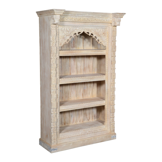 Olivia Carved Bookcase, White