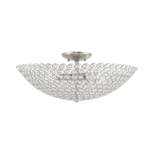 Livex Lighting Cassandra 4-Light Brushed Nickel Ceiling Mount - 19.75"Dia. x 7.75"H