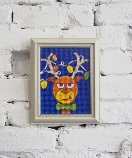 Christmas Deer Diamond Painting Set By Wizardi. Wd304 Art Kit. Small Kit