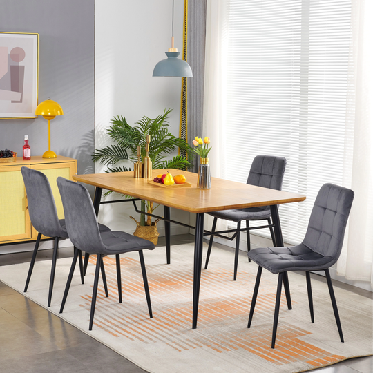 EYIW Modern Set of 4 Velvet Dining Chairs, Fabric Accent Upholstered Chairs Side Chair with Black Legs