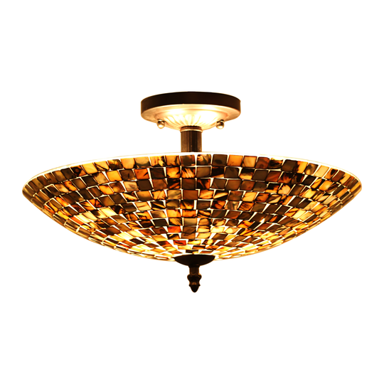2-light Mosaic-Style Seashell Semi-Flush Mount