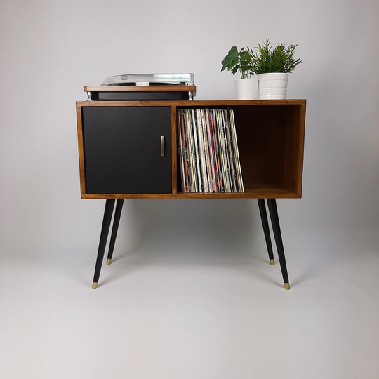 Walnut Sideboard | Black Door & Dansette Legs Record Cabinet Vinyl Tv Stand