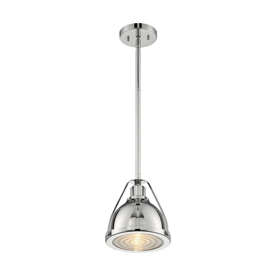 Barbett 1-Light Small Pendant Fixture - Polished Nickel Finish with Fresnel Glass - Polished Nickel - Polished Nickel