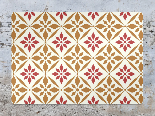 Flowery Modern Chair Mat, Orange Protective Red Splat Abstract Vinyl Floor Pvc Office Room Rug, Housewarming Gift