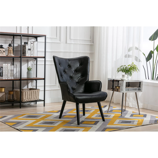 Modern PU Leather Accent Chair Leisure Chair with Solid Wood Legs