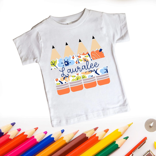 Personalized School Shirt, Back To Shirts For Girls, Pencil Shirts, Girls