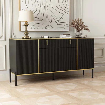 63 Inch Sideboard Buffet Storage Cabinet With Pop-Up Cabinet Door