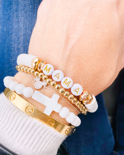 Cross Mother Of Pearl Bead Bracelet