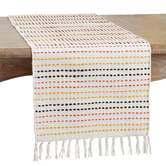 Table Runner With Woven Stripe Design - 16"x72"