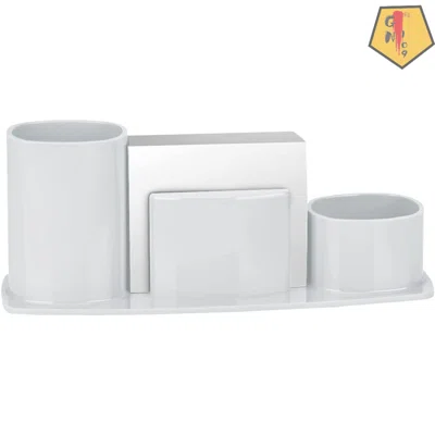 Desktop Organizer Holder For Pen, Pencil, Clip, Paper And Desk Accessories (Plastic) (Paper Included)