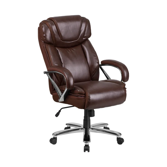 Offex Big & Tall Brown Leather Executive Swivel Office Chair - 27.5"W x 32"D x 44 - 47"H