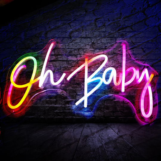 App Remote Colorful Oh Baby Neon Sign, Custom Color Changing Smart Sign, Rgb Dimmable Led Sign, Neon Sign Follow The Rhythm Of Music