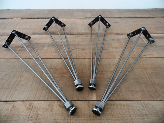 Industrial Hairpin Table Legs, 16" 3-Pin-Nuts Legs, Height 16"-20" Set(4