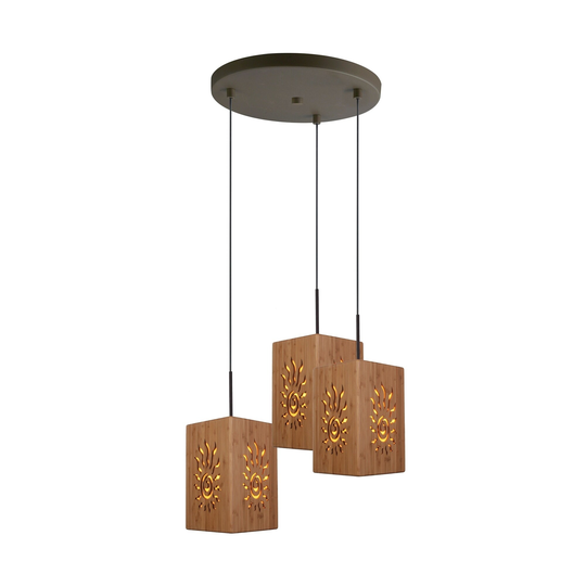 Woodbridge Lighting 14024MEBWL-W3D Light House 3-light Radiance Bamboo Mini-pendant cluster