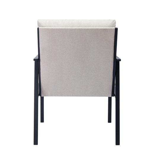 Minimalism Modern Style Metal Frame Porch Chair linen Accent Chair with Thick Padded Backrest and Seat Cushion