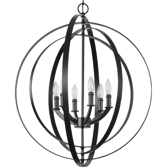 Equinox Collection Black Six-Light Sphere Pendant - 32.090" x 30.120" x 12.200"