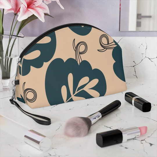 Pretty Boho Pumpkins Makeup Bag, Pumpkin Fall Cosmetic Pencil Pouch, Cute Bag