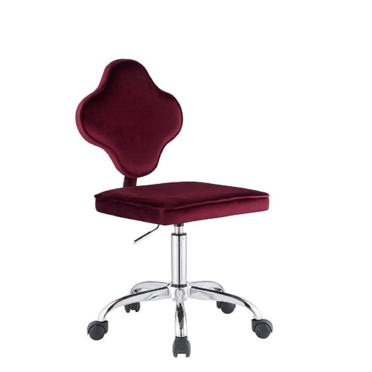 Q-Max Office Chair Armless 360 Degree Swivel Red Velvet Finish Adjustable