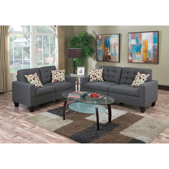 Living Room Furniture Polyfiber Tufted Sofa Set Modern Style Sectional Sofa Loveseat with Pillows Cushion Couch Solid pine