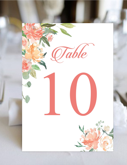 Table Numbers Watercolor Blush Wedding | Seating Cards Item Tn-619-1 Lovebirdslane