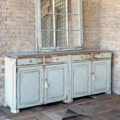 18.75'' Wide 4 Drawer Pine Solid Wood Sideboard