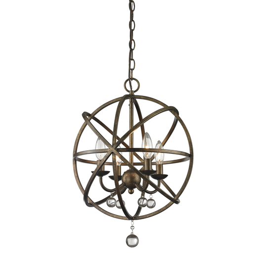 Avery Home Lighting Acadia 4-light Golden Bronze/ Clear Crystal Pendant