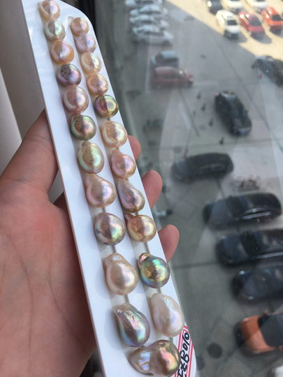 Large Natural Mild Metallic Color Baroque Freshwater Nucleated Pearls, Sezb010