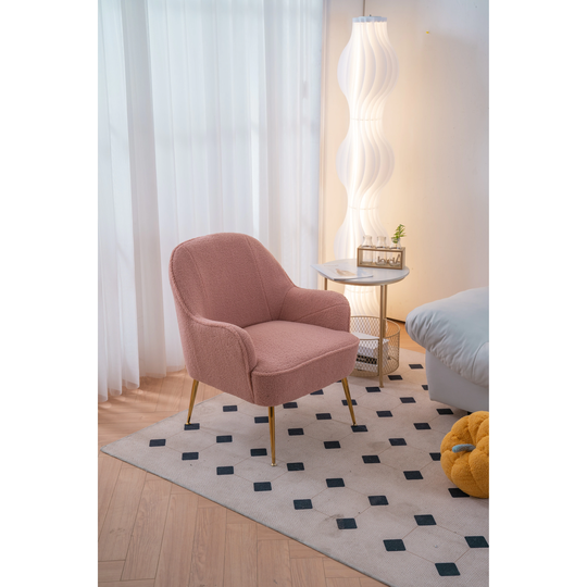 Modern Soft Teddy fabric Ergonomics Accent Chair Living Room Chair Home Chair With Gold Legs And Adjustable Legs