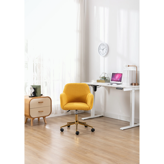 Office Chair With Gold Metal Legs And Universal Wheel