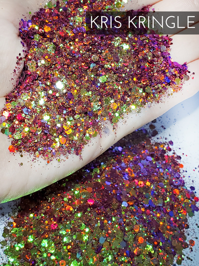 Kris Kringle Color Shift Glitter, Red To Green Holiday Custom Mix Tumbler Glitter For Cup
