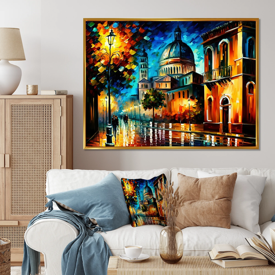 Designart 'Colorful City In Italy II' Cityscapes Framed Canvas Art Print