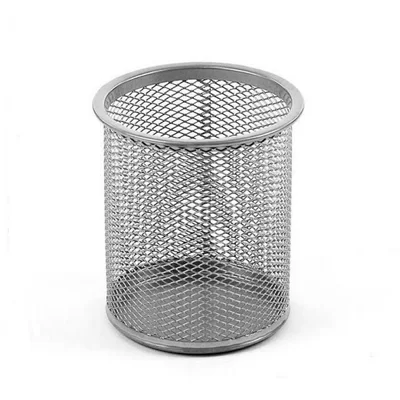 Office Round Desk Steel Mesh Pencil Cup Pen Holder