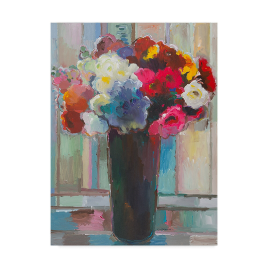 Hooshang Khorasani 'Touch of Blue' Canvas Art - Multi-color