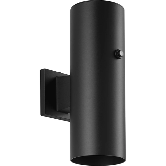 Cylinder Collection 1-Light Black 5-Inch Modern Outdoor Medium Wall Lantern Light - 5 in x 7.94 in x 14 in