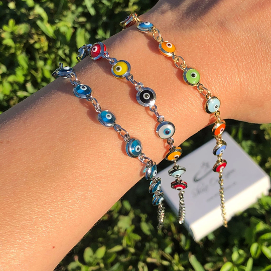 Bracelet Evil Eye, Multi Color & Blue Eye Options Lucky Bracelet, Turkish Glass Beaded Mal De Ojo For Protection