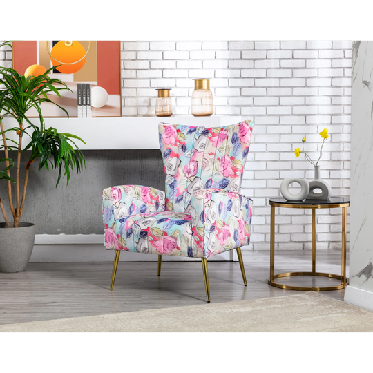 Oaks Aura Modern Accent Chair, Single Leisure Chair with Rose Golden Feet