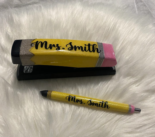 Personalized Pencil Glitter Stapler With Or Without Matching Pen Great For Teachers