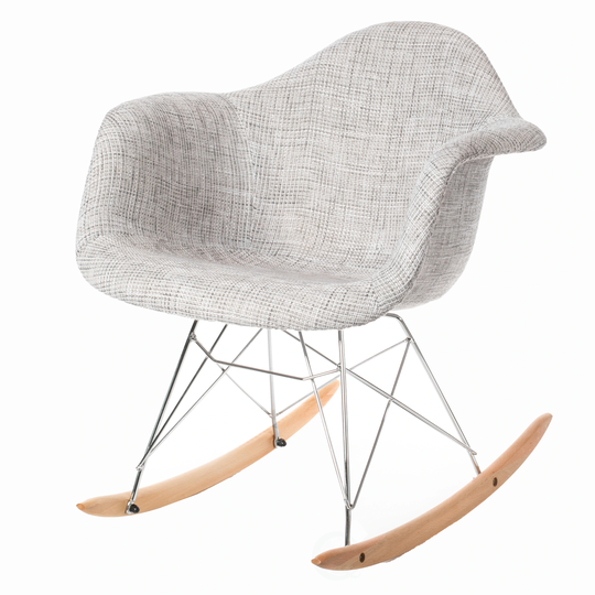 Mid-Century Modern Style Fabric Rocking Chair Dining Arm Chair, Gray