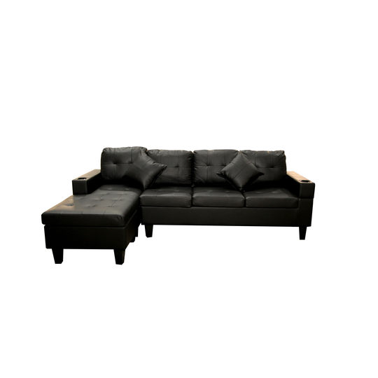 Sectional Sofa Set with L Shape Chaise Lounge,cup holder