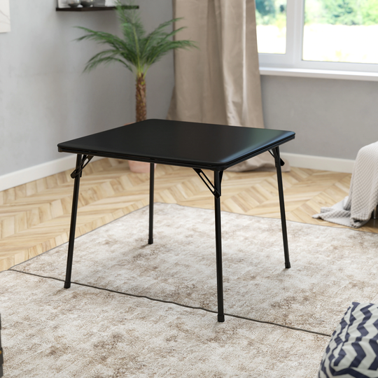 Foldable Card Table with Vinyl Table Top - Portable Game Table - 3 Pack - 33.5"W x 33.5"D x 27.75"H