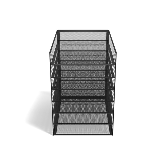 TRU RED 6-Compartment Matte Black Wire Mesh File Organizer - 13.38" x 13.38" x 9.25"